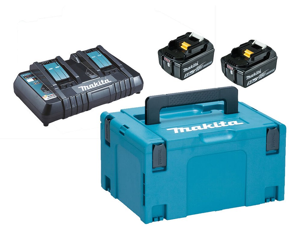 Batteripakke Makita LXT 18V 5.0Ah med 2 stk batterier/Dobbelt lader/Kuffert