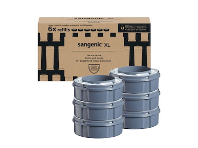 Plastrefill Twist And Click Sangenic XL Til Blespand 17,5m Ø18cxH6cm Grå