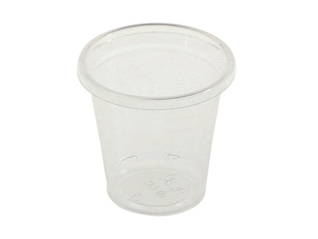 Plastglas 3 cl snapseglas Ø45xH45mm Bionedbrydelig PLA Klar