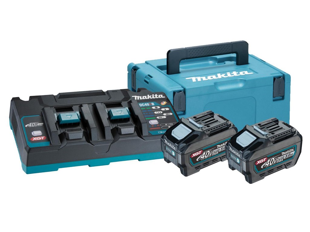 Batteripakke Makita XGT 40V 5.0ah med 2 stk batterier/Dobbelt lader/Kuffert