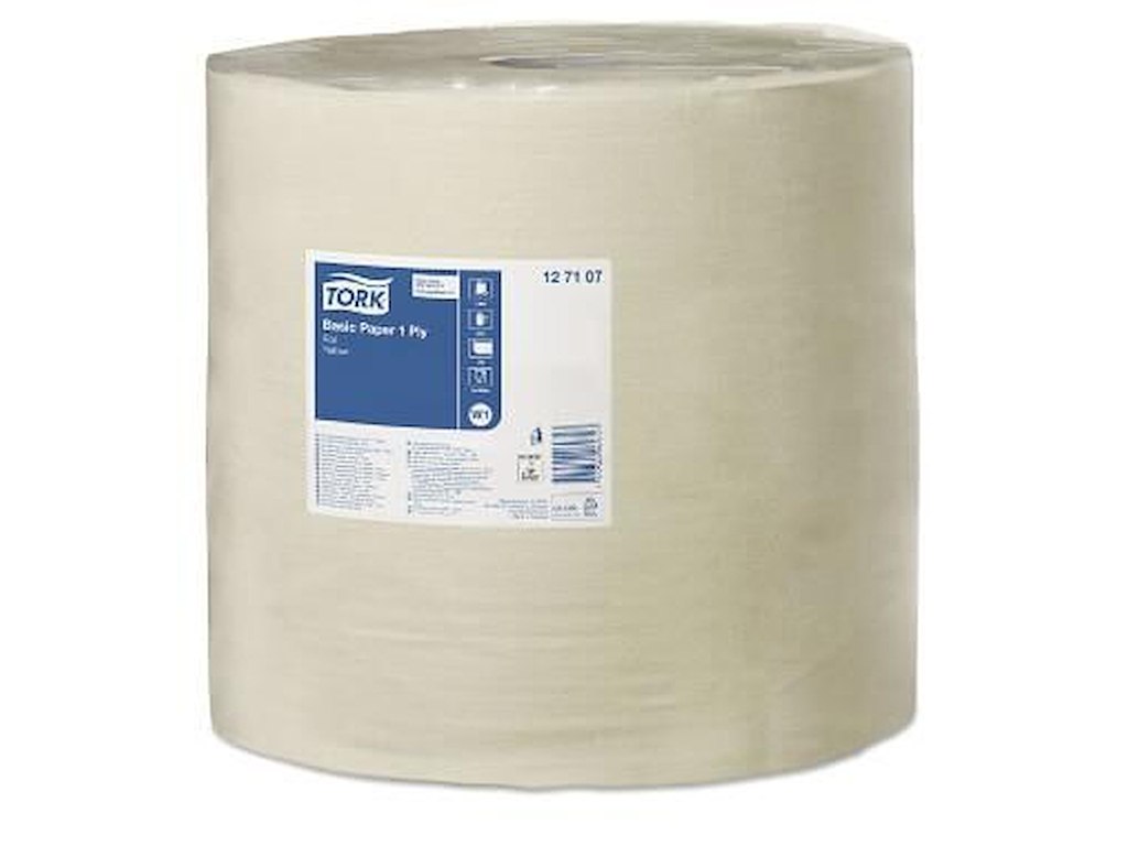 Aftørringsrulle Industri Tork Basic W1 1-lag Ø38cm B33cmxL1190m Genbrug Gul