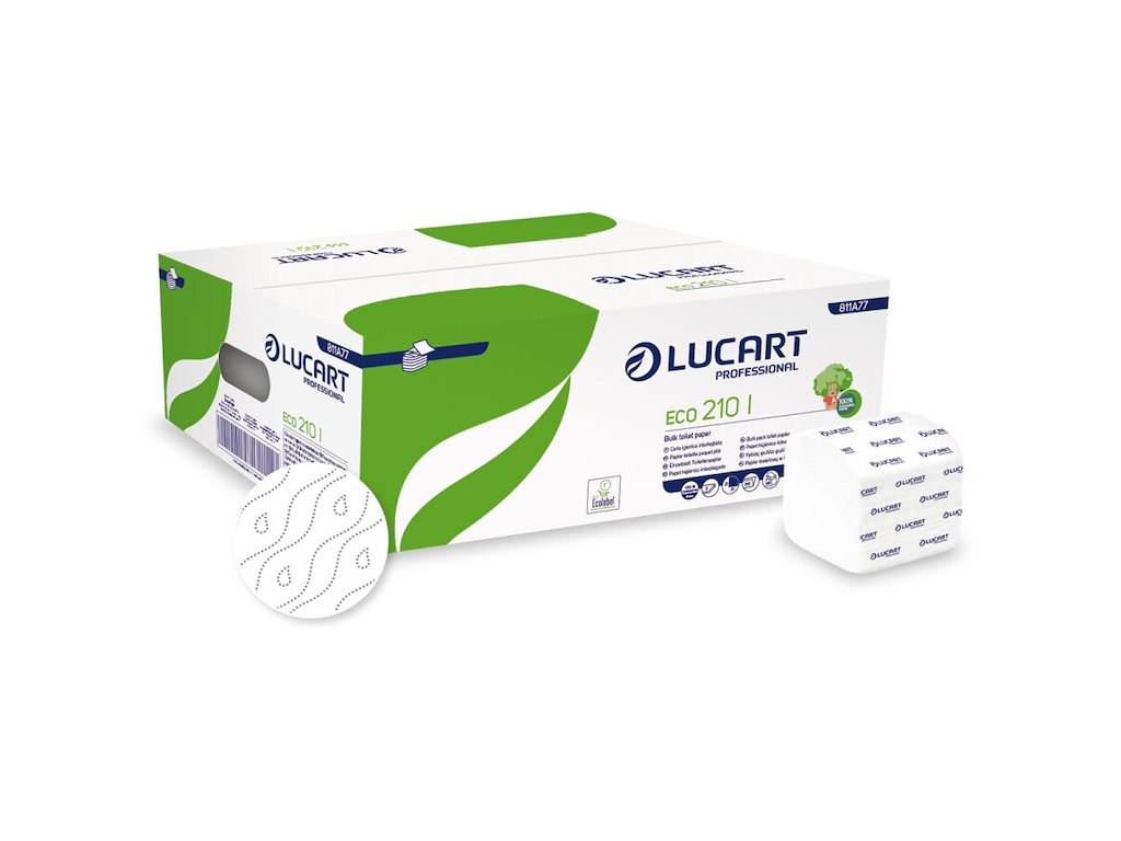 Toiletpapir Lucart Eco 210 I 2 lag B10xL21cm Ecolabel Blandingsfiber Hvid