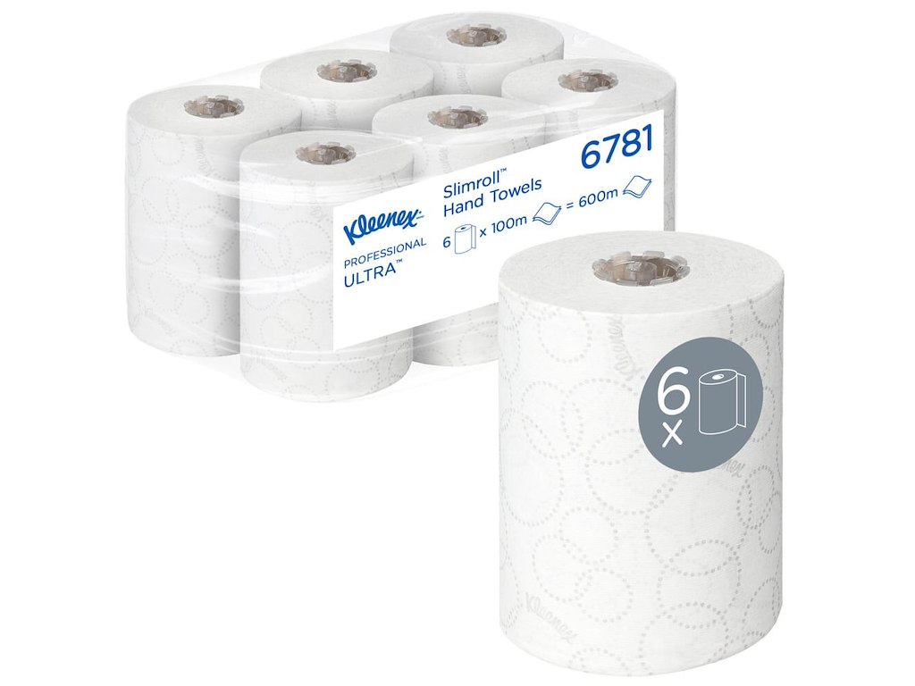 Håndklæderulle Kleenex Ultra Slimroll 19,8cm x 100m Hvid