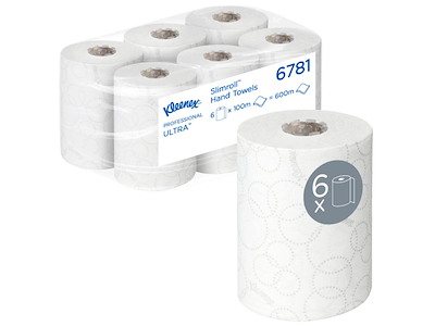 Håndklæderulle Kleenex Ultra Slimroll 19,8cm x 100m Hvid