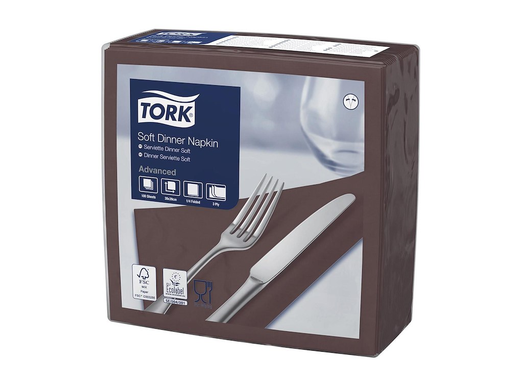 Serviet Tork 39x39cm 3-lag Brun