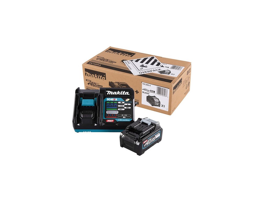 Batteripakke Makita XGT 40Vmax 4.0ah med 1 stk batteri/Enkelt lader uden Kuffert