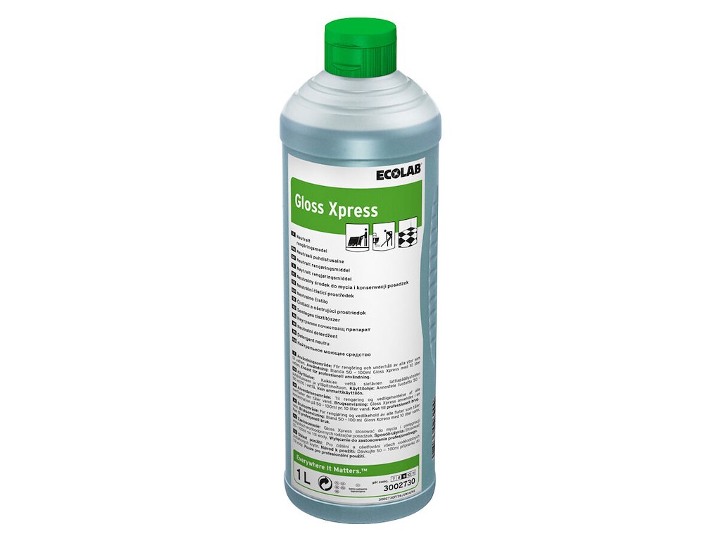 Universalrengøring Gloss Xpress neutral pH t Blank/Polishbehand gulv 1 ltr Grøn