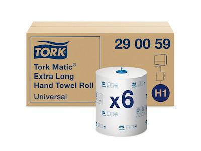 Håndklæderulle Tork Matic Universal H1 1-lag Ø19xB21cmxL280m Nyfiber Hvid