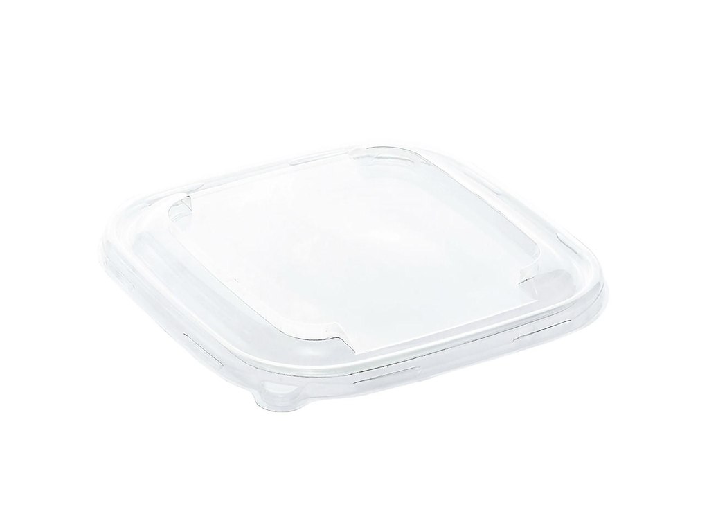 plastlåg 175x175x17mm RPET Klar til bagasse bakke 750 ml