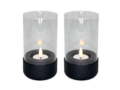 Lysestage Hurricane rund L7.5xB7.5xH13.7cm sort til fyrfadslys