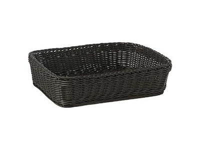 Brødkurv 40x30x10 cm Rektangulær Kraftig flet PP Sort