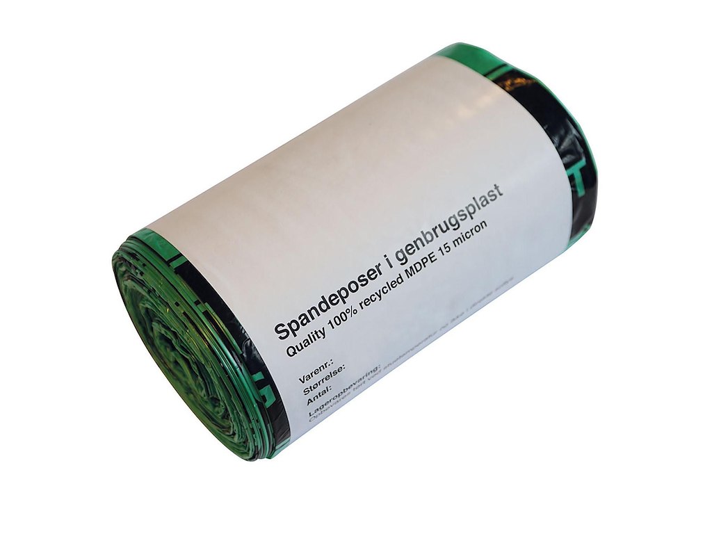 Spandepose Catersource 20ltr B500xL500mm 15my MDPE med Fals Grøn 100% genbrug