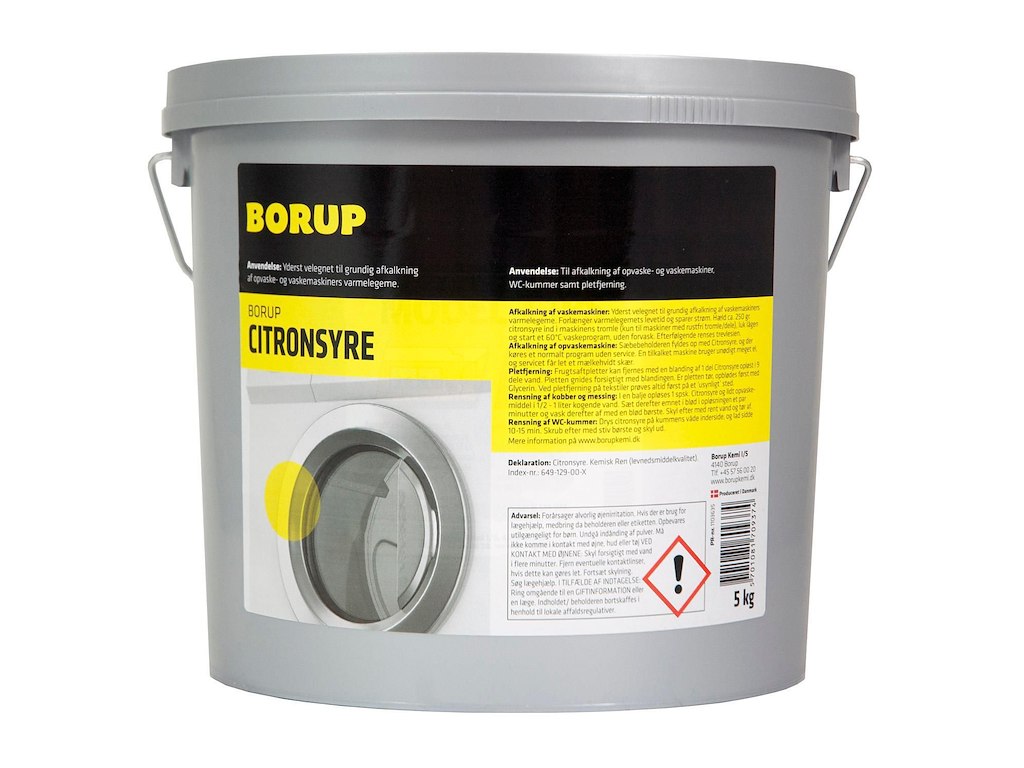 Afkalker Pulver Borup Citronsyre 5kg til opvaskemaskiner/vaskemaskiner