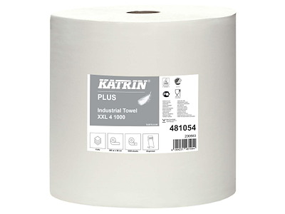 Aftørringsrulle Industri Katrin Plus 4-lag  Ø36cm B38cmxL360m Mix Hvid