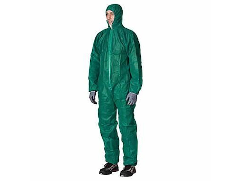 Støvdragt str XL med Lynlås/Hætte/Elastik PP Grøn