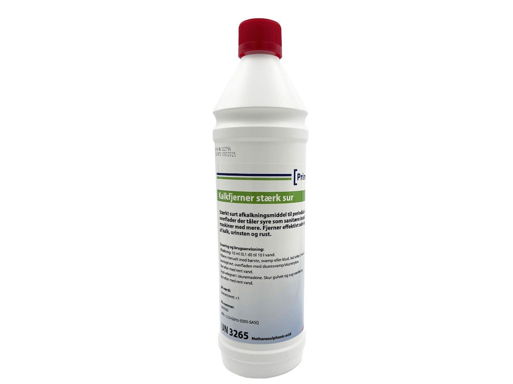 Kalkfjerner Stærkt surt Prime Source Ren 55 1ltr med Farve/Parfume til kalk/rust
