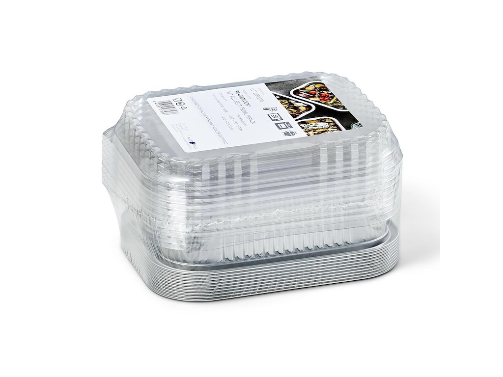 Alubakke Ready2Cook 750 ml 178x136x45 mm med Apet plastlåg 10 sæt sampak
