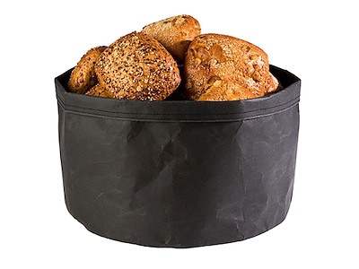 Brødkurv Ø30x22 cm Kraftg foldbar papirspose Læderlook Sort