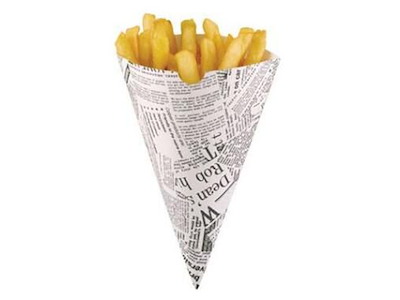 Pommes Frites Kræmmerhus B182xH182mm Papir Hvid/Newsprint