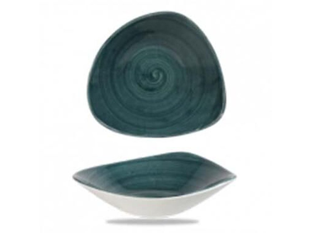Skål trekantet Stonecast Patina 60cl Ø23.5 cm. Porcelæn Rustik Blågrøn