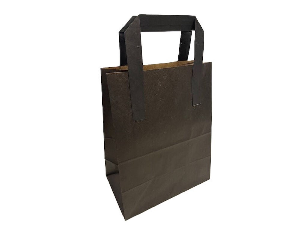 Bærepose 4.9ltr L180xB85xH220mm Papir 70g med Hank Sort