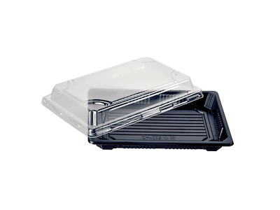 Sushibakke 190x130x40 mm PS Sort/Klart låg