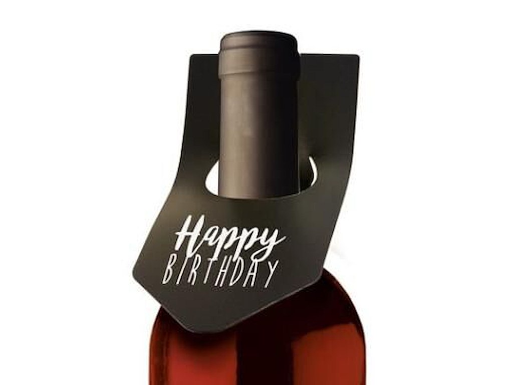 Skilt Securit 16x6.5 cm med Hvid tuschpen til Flaskehals