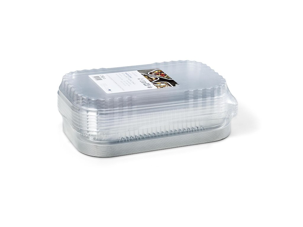 Alubakke Ready2Cook 1442 ml 265x162x47 mm med Apet plastlåg 10 sæt sampak