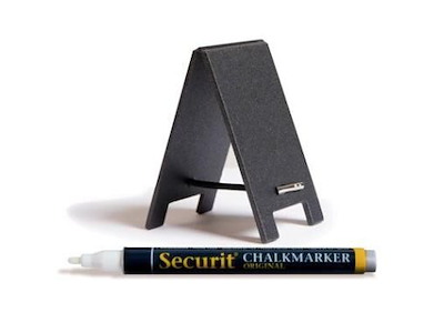 Skilt Securit Mini dobbelsidet sandwich 17x5x0.3 cm med Hvid tuschpen Sort