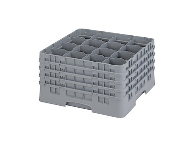 Opvaskekurv Cambro 16-rum L50xB50cm plast grå til glas