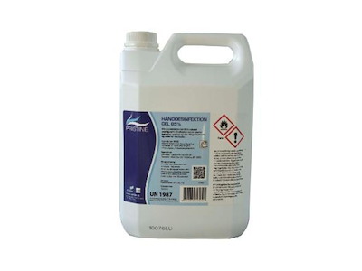 Hånddesinfektion gel Pristine 85% Ethanol med Glycerin 5 ltr