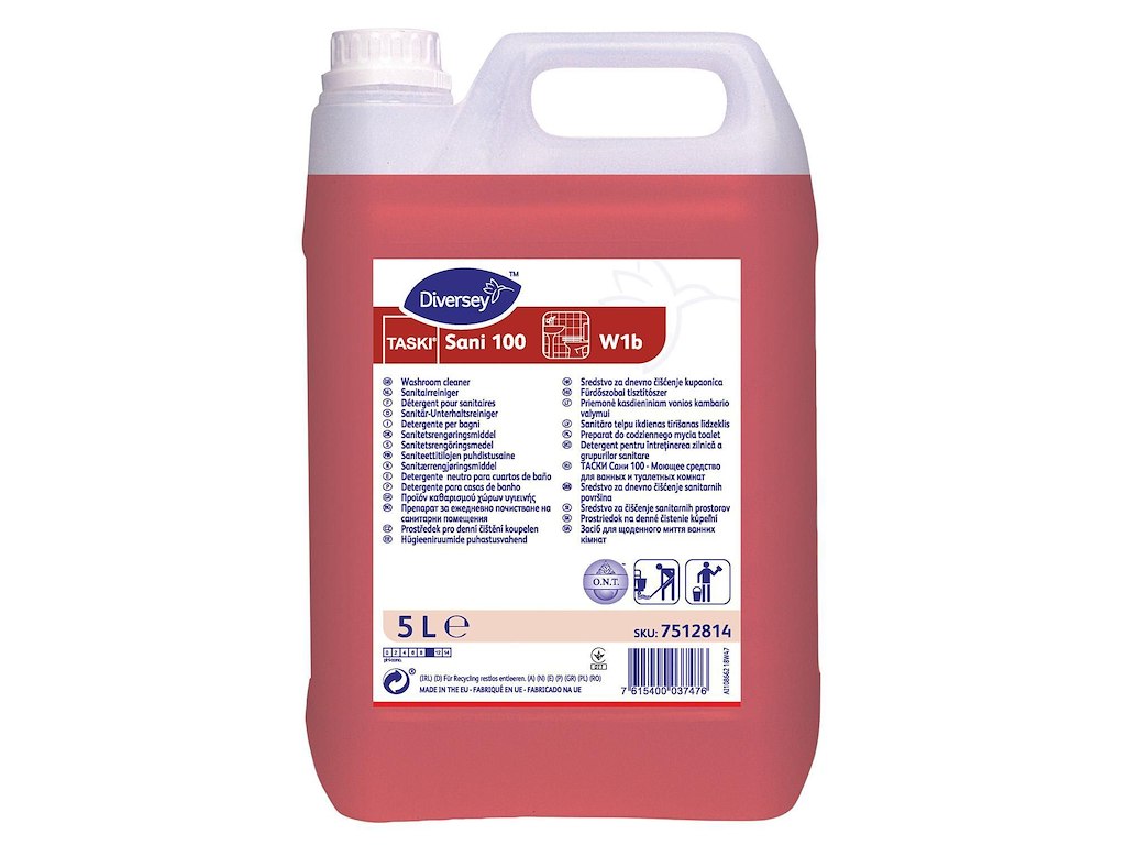 Sanitetsrengøring Sani 100 W1b Alkalisk med Farve/Parfume 5 ltr Rød