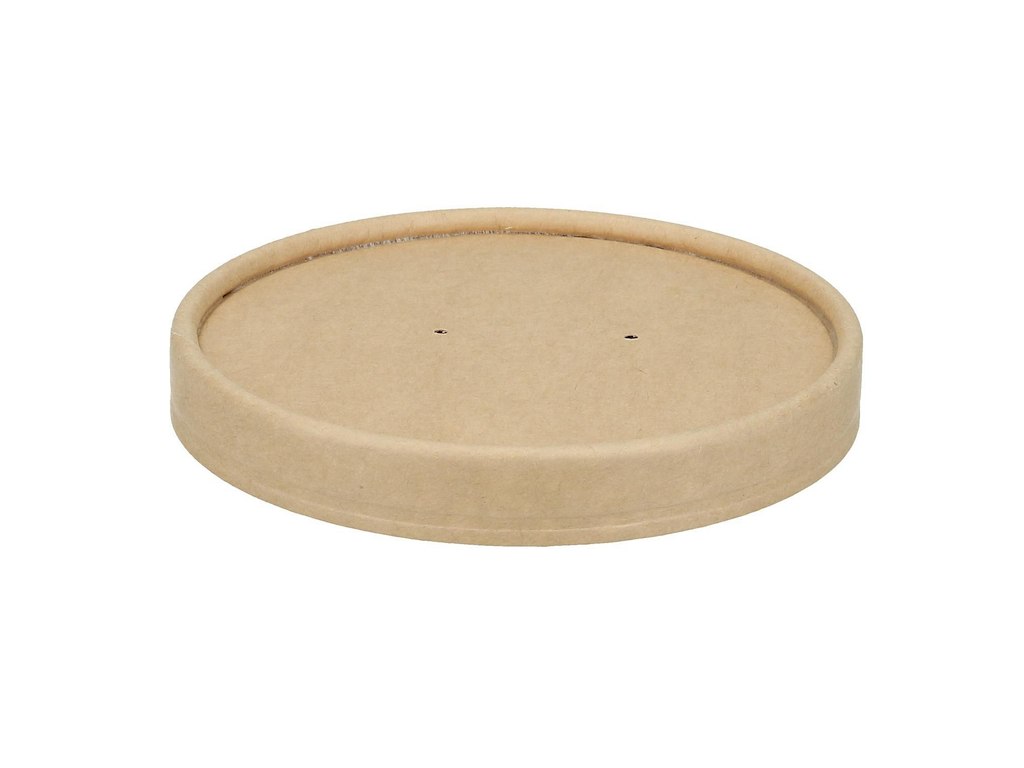 Paplåg Verive Ø96mm til soup-to-go bæger pap/PLA Brun
