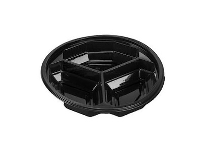 Plastskål Bowl Diamond 3-rum 510 ml Ø188x40 mm RPET Sort