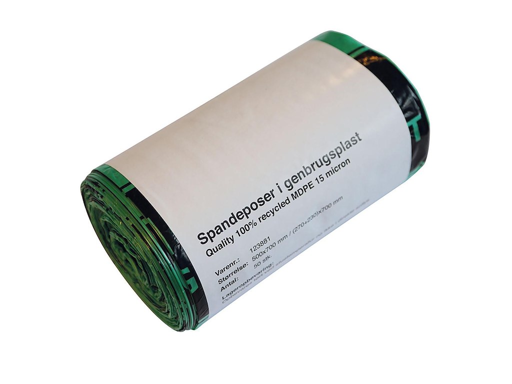 Spandepose Catersource 40ltr B500xL700mm 15my MDPE med Fals Grøn 100% genbrug