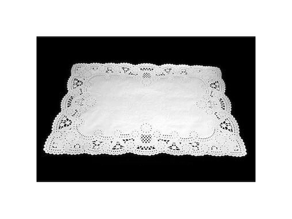 Kagepapir 26x37 cm firkantet udstanset hvid