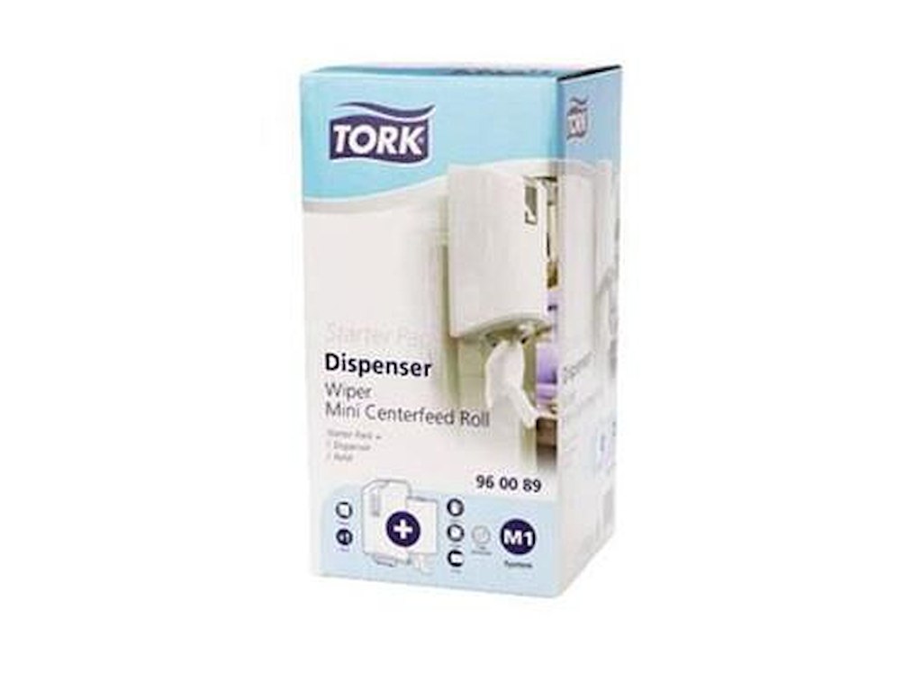 Håndklæderulle Tork Startpakke M1 1 Dispenser/1 Mini rulle 1-lag Hvid