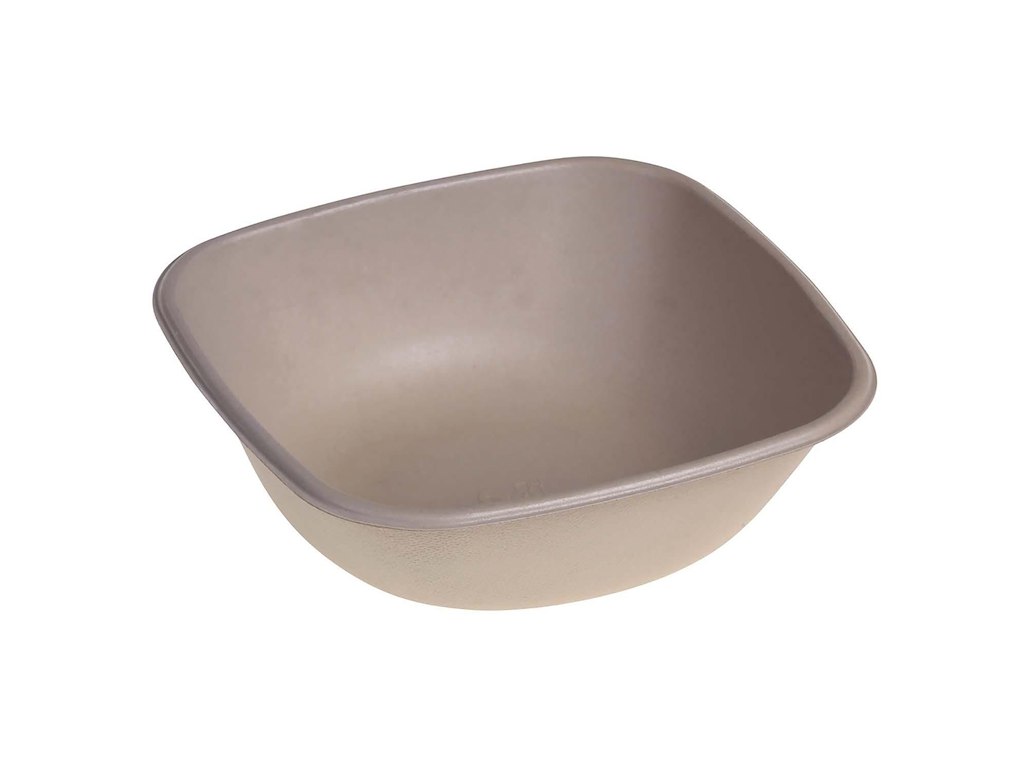Salatskål 750 ml 170x170x55 mm Biocoated Bagasse Bionedbrydelig Brun