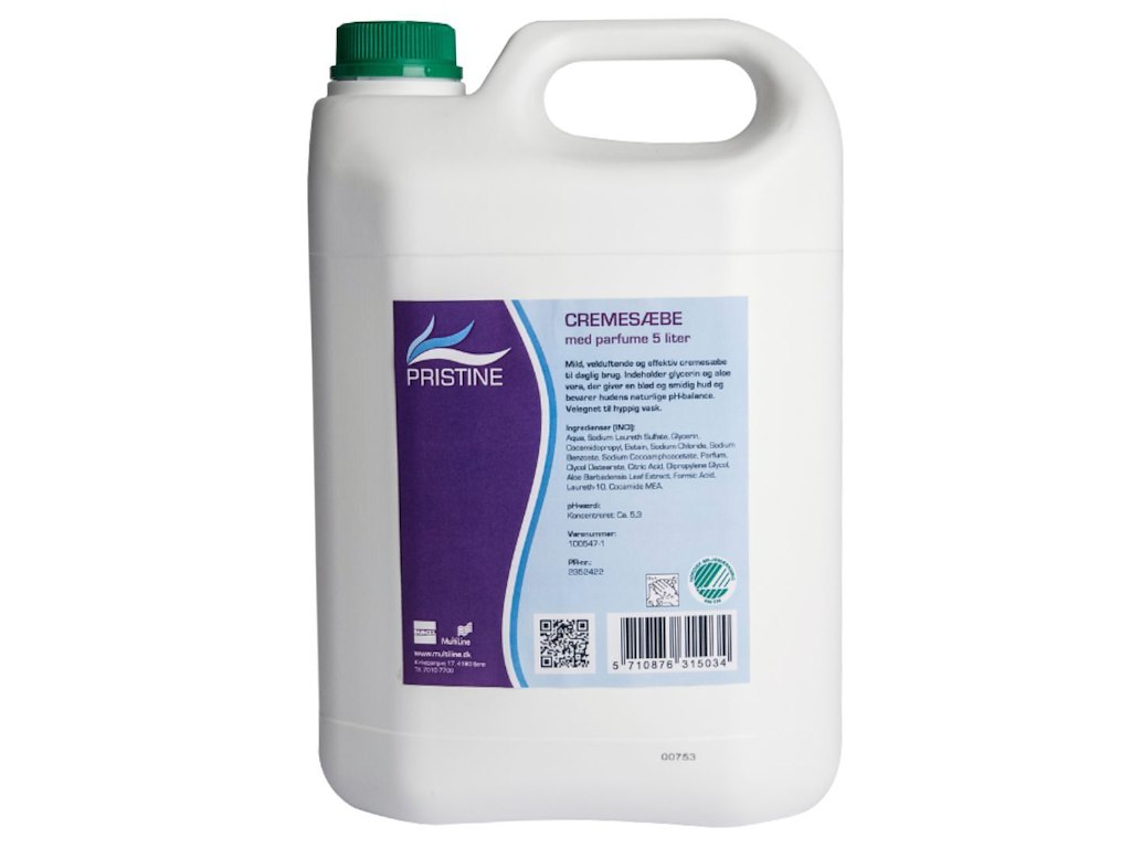Cremesæbe Pristine Svanemærket med parfume uden parabener 5 ltr