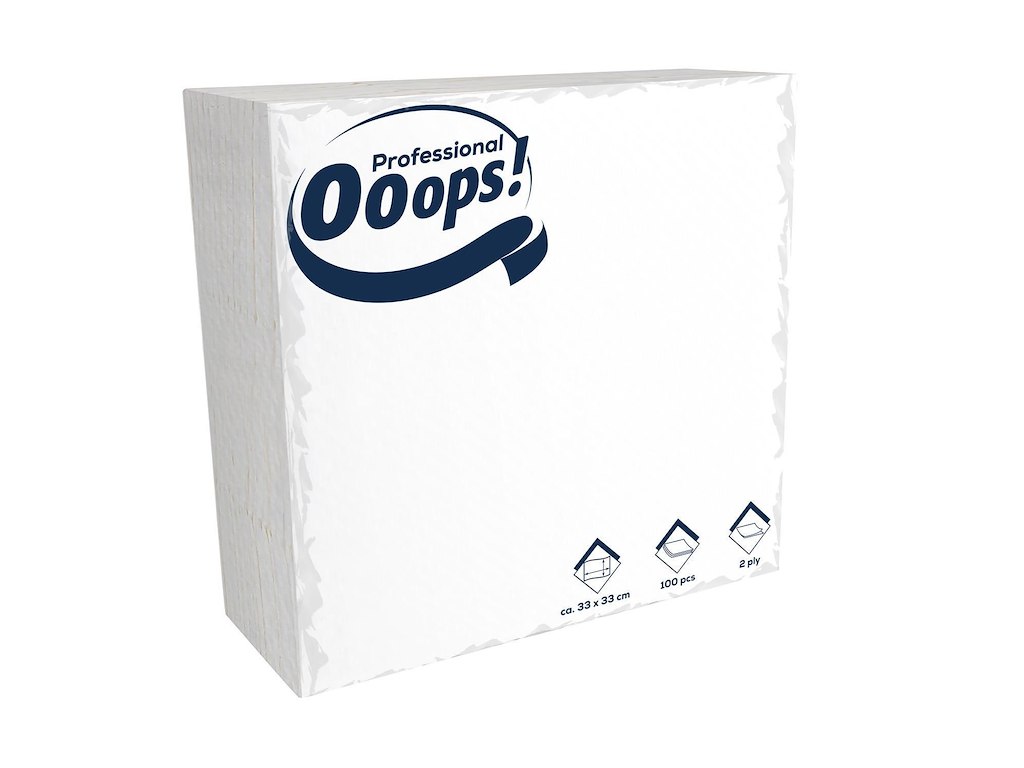 Serviet Ooops! 32x32 cm 2-lag Hvid