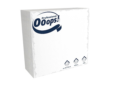 Serviet Ooops! 32x32 cm 2-lag Hvid