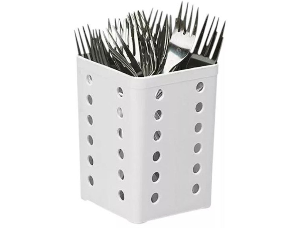 Bestikbeholder 105x105x140mm plast hvid