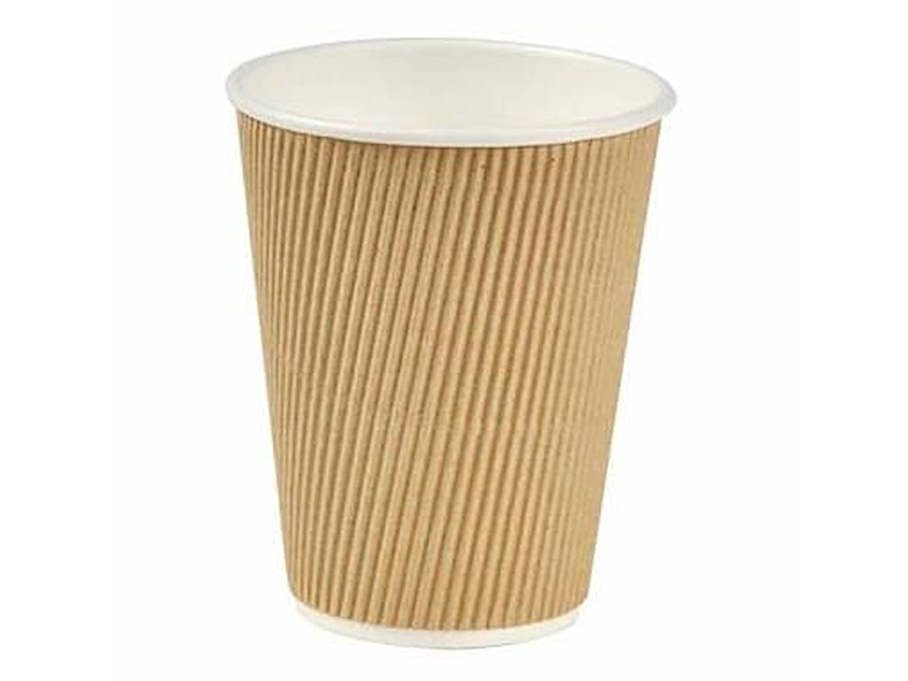 Kaffebæger Pap Ø90xH110mm 30cl 12oz Ripple Wall Natur