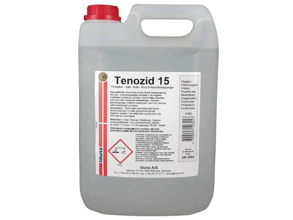 Kalkfjerner Stærkt surt Iduna Tenozid 15 5ltr uden Parfume t. mineralske aflejr.