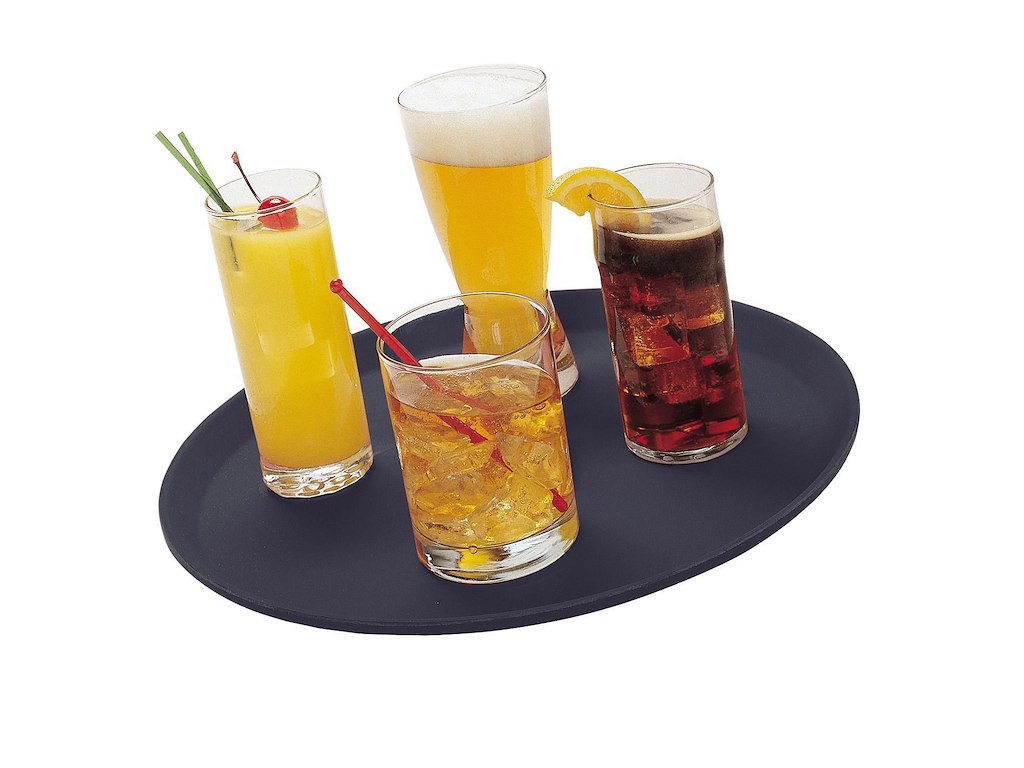 Tjenerbakke Cambro Ø40.5cm Glasfiber og antislip gummioverflade Sort