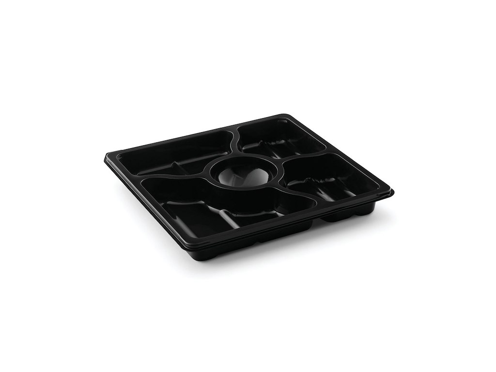 Bakke Zen Tapas 5-rum Kvadrat 1226ml L250xB250xH33mm RPET Sort