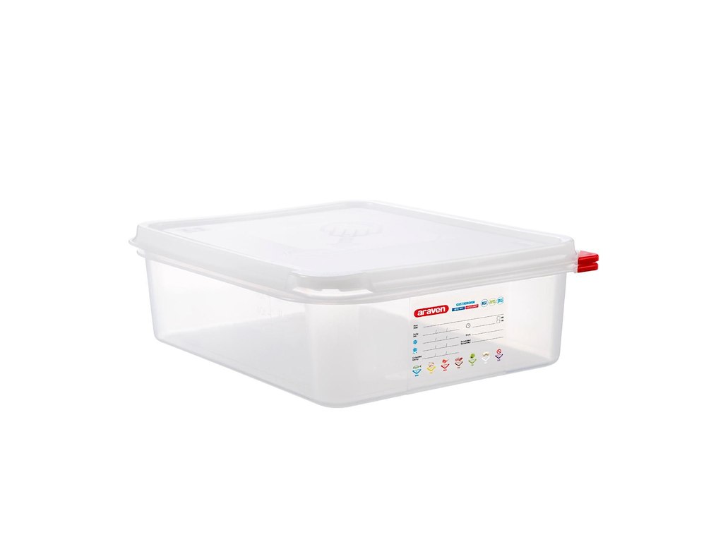 Beholder Araven lufttæt L32.5xB26.5xH10cm 1/2GN 6.5ltr polypropylen låg klar