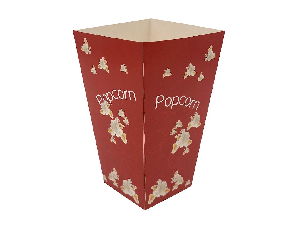 Popcornbæger 0.7 ltr 25 oz 155 mm Rød med hvide popcorn