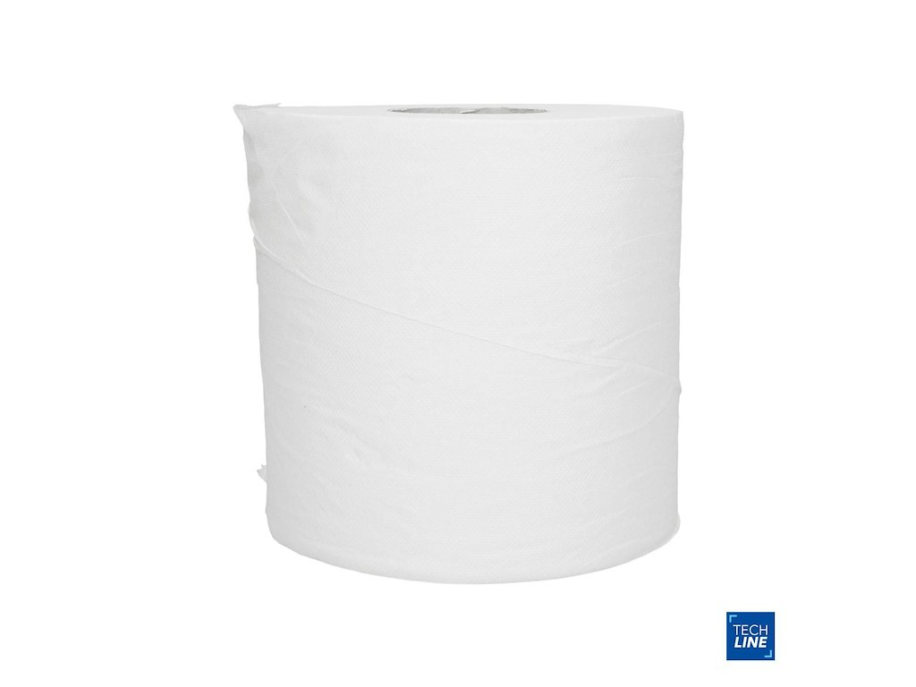 Håndklæderulle Techline 1-lag Ø19 x B19 x 245M m/hylse Genbrugsfiber. Hvid