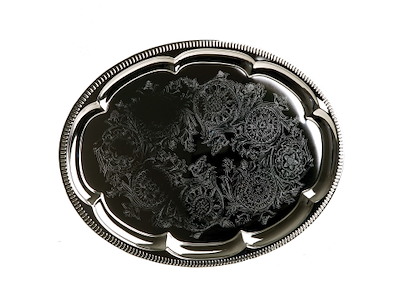 Serveringsfad 34x46 cm Oval Sølvblik